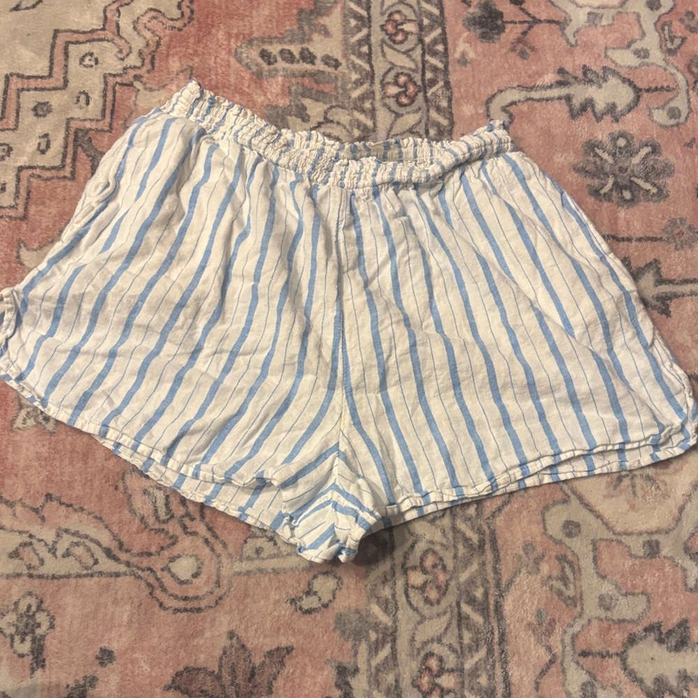Aerie Blue and White Striped Summer Shorts, size Medium